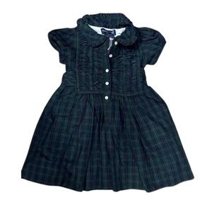 Ralph Lauren Baby Girl 12 Month Navy & Green Plaid Preppy Dress